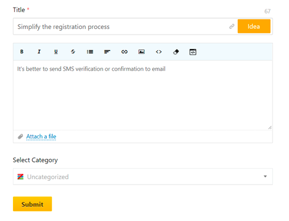 Submit feature request form