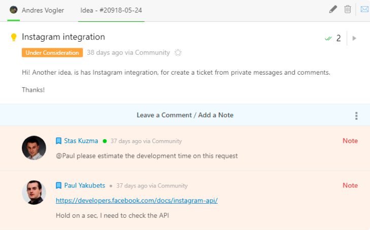Team work on idea management in idea management software