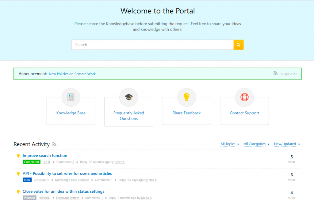 Employee Online Self-Service Portal Interface