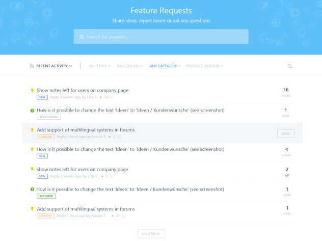 Feature request tracking system
