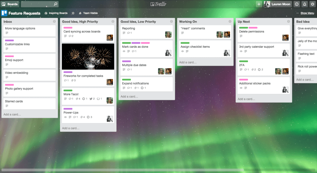 Feature requests management in Trello