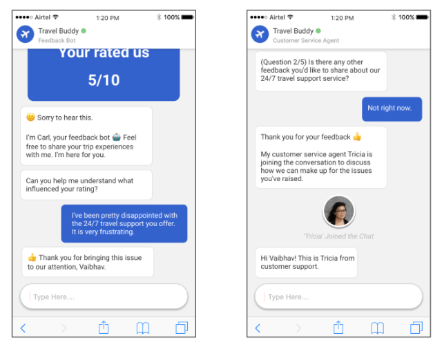 Feedback chatbot interface